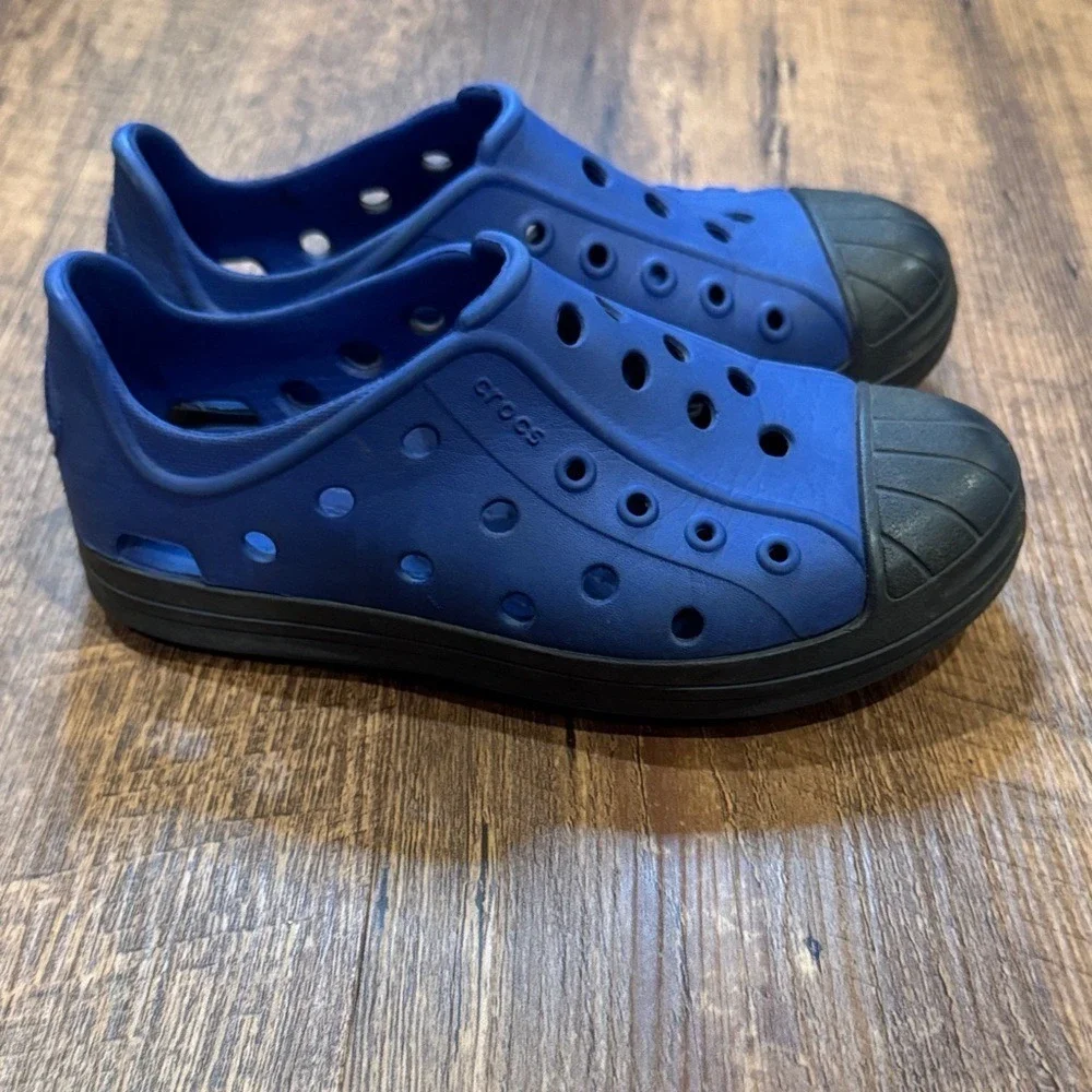 CROCS Blue Water Shoes Kids 12c Slip On Lighweight Pool‎ Beach Grip Sole Summer